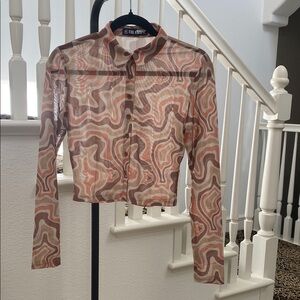 The Kript Sheer Long Sleeve Blouse NWOT Size S
